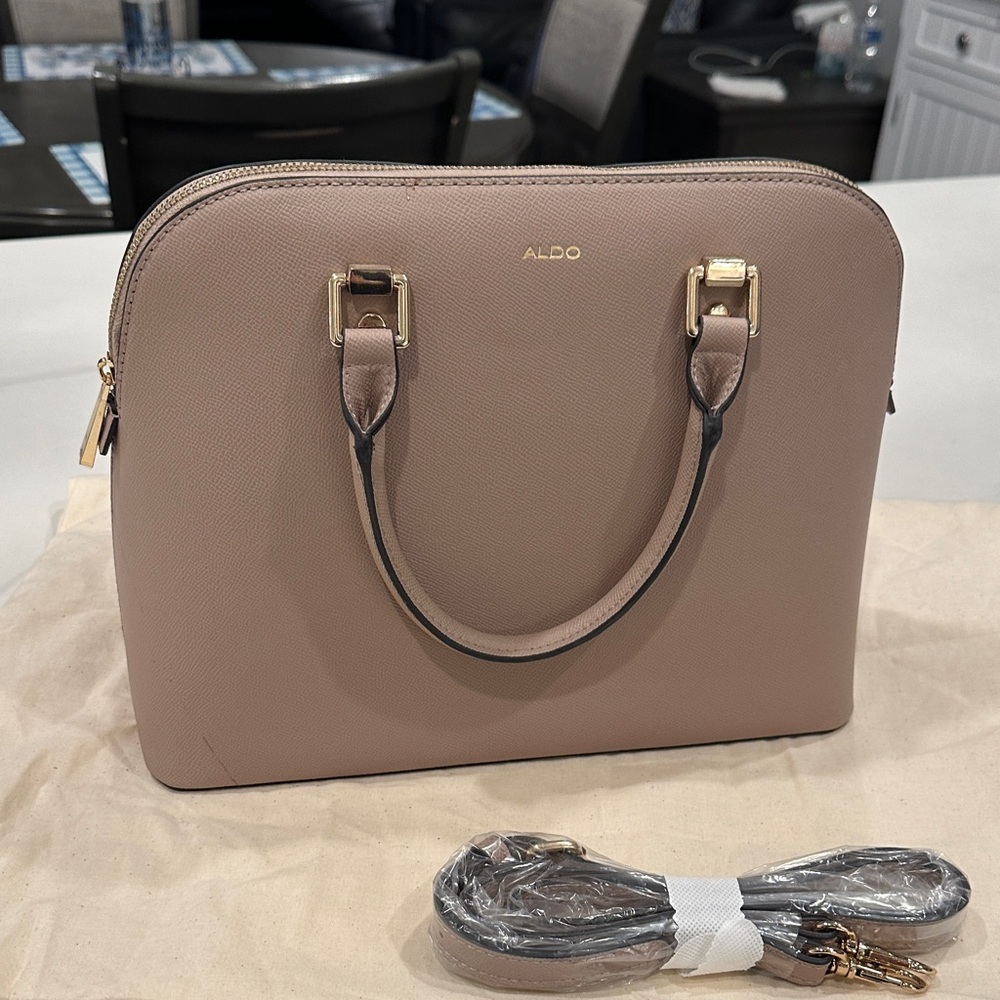 Aldo Taupe Satchel with Gold Details
